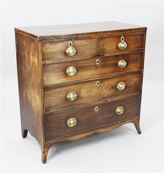 A George III inlaid mahogany chest of drawers, W. 3ft. D. 1ft 6in. H. 3ft.